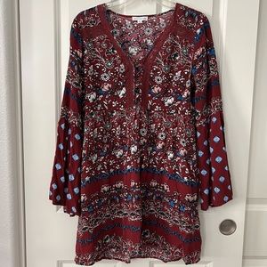 Socialite Maroon Floral Lacy Mini Dress